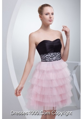 Beading and Ruffled Layers Sweetheart Mini-length  Prom Dress