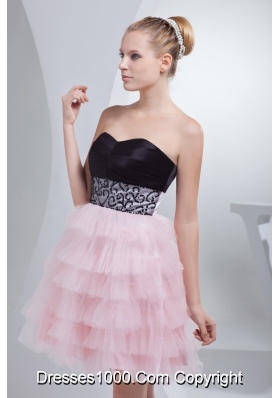 Beading and Ruffled Layers Sweetheart Mini-length  Prom Dress