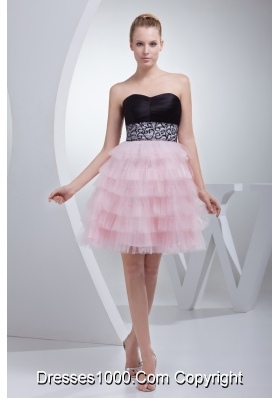 Beading and Ruffled Layers Sweetheart Mini-length  Prom Dress