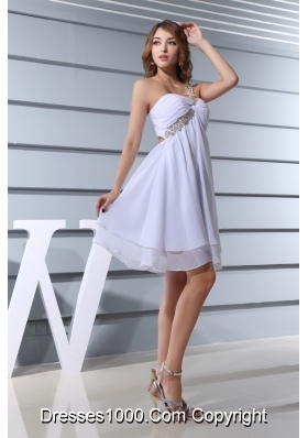 Beading One Shoulder Knee-length Prom Dress