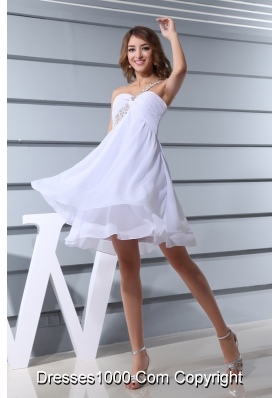 Beading One Shoulder Knee-length Prom Dress