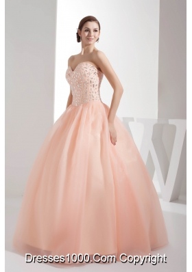 Beading Sweetheart Ball Gown Floor-length Watermelon Quinceanera Dress