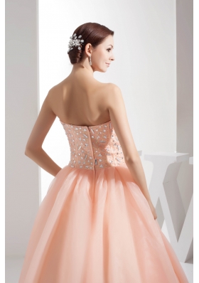 Beading Sweetheart Ball Gown Floor-length Watermelon Quinceanera Dress