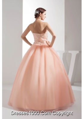 Beading Sweetheart Ball Gown Floor-length Watermelon Quinceanera Dress