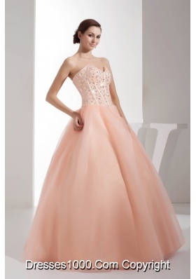 Beading Sweetheart Ball Gown Floor-length Watermelon Quinceanera Dress