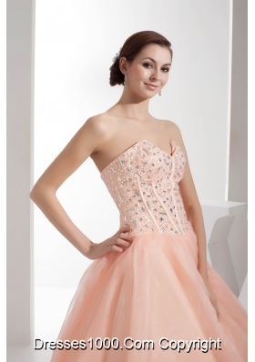 Beading Sweetheart Ball Gown Floor-length Watermelon Quinceanera Dress