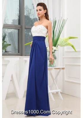 Beading Sweetheart Long Blue Prom Dress