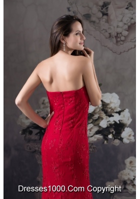 Cheap Appliques Mermaid Strapless long Red 2013 Prom Dress