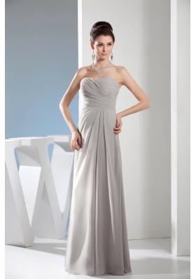 Cheap Column Sweetheart Ruching Gray long bridesmaid Dress in 2013