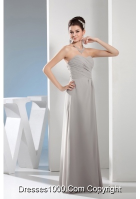 Cheap Column Sweetheart Ruching Gray long bridesmaid Dress in 2013