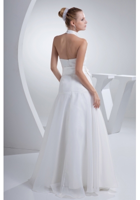 Halter Top Sash A-line Organza Wedding Dress