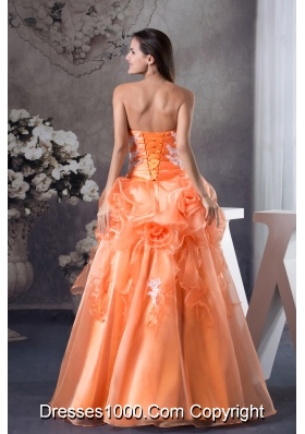 Hand Made Flowers With Appliques Sweetheart A-line Prom dress