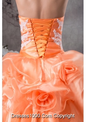 Hand Made Flowers With Appliques Sweetheart A-line Prom dress