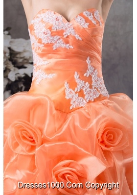 Hand Made Flowers With Appliques Sweetheart A-line Prom dress