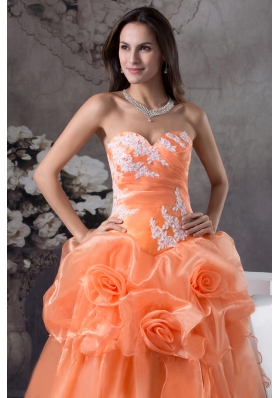 Hand Made Flowers With Appliques Sweetheart A-line Prom dress