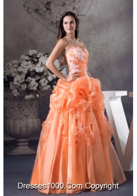 Hand Made Flowers With Appliques Sweetheart A-line Prom dress