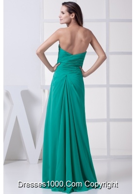 High Slit Sweetheart Ruching Column Prom Dress