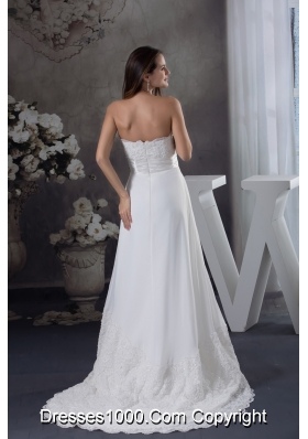 Lace Wedding Dress With Sweetheart A-line Brush Train