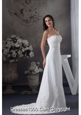 Lace Wedding Dress With Sweetheart A-line Brush Train