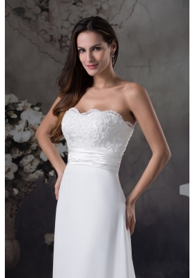 Lace Wedding Dress With Sweetheart A-line Brush Train