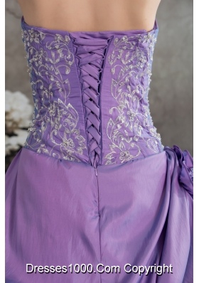 Lavender Ruffles Hand Made Flowers Embroidery Quinceanera Dress