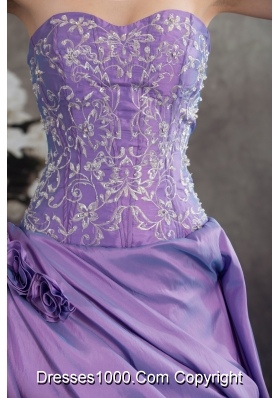 Lavender Ruffles Hand Made Flowers Embroidery Quinceanera Dress