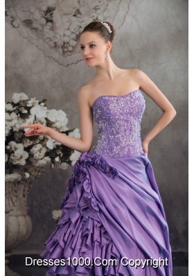 Lavender Ruffles Hand Made Flowers Embroidery Quinceanera Dress