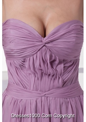 Lavender Sweetheart Ruching Court Train Prom Dress