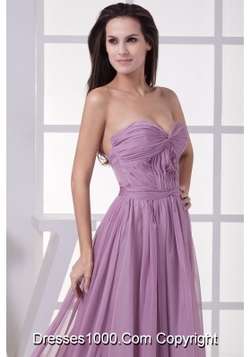 Lavender Sweetheart Ruching Court Train Prom Dress