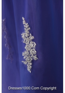 One Shoulder Appliques Purple Long A-line Quinceanera Dress