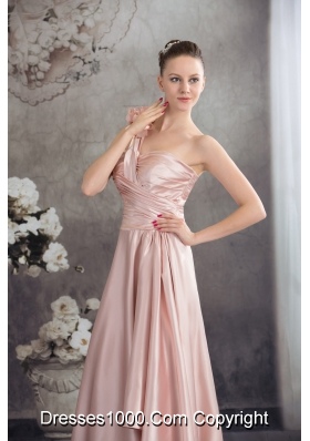 One Shoulder Hand Made Flowers High-low Prom Dress