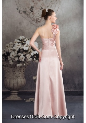 One Shoulder Hand Made Flowers High-low Prom Dress