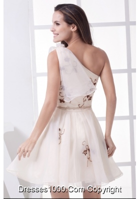 One Shoulder Mini-length Beading A-line Prom Dress