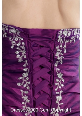 Purple Sweetheart Embroidery Long Beading Quinceanera Dress