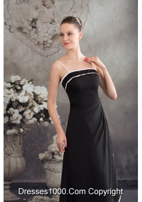 Simple Spaghetti Straps Black Long Prom Dress