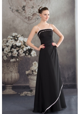 Simple Spaghetti Straps Black Long Prom Dress