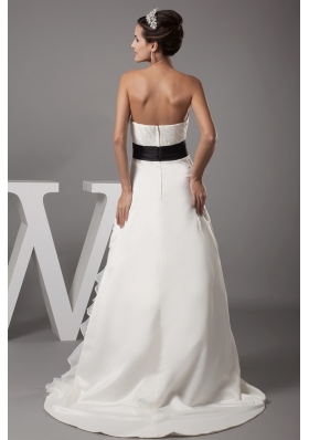 Strapless A-line Ruffles Pick-ups Sash Wedding Dress