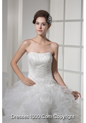 Strapless Ruffles Long A-line / Princess Wedding Dress