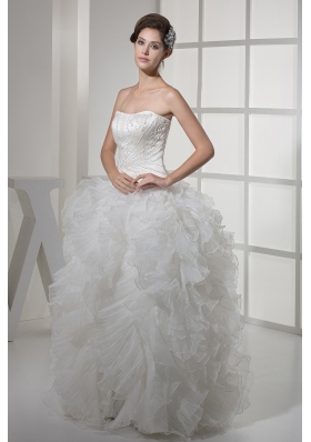 Strapless Ruffles Long A-line / Princess Wedding Dress