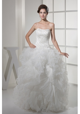 Strapless Ruffles Long A-line / Princess Wedding Dress