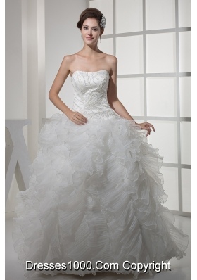 Strapless Ruffles Long A-line / Princess Wedding Dress