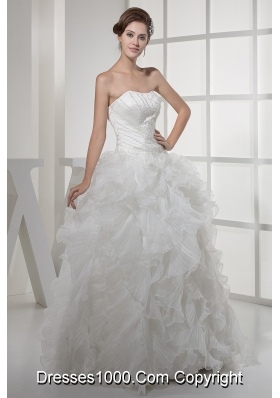 Strapless Ruffles Long A-line / Princess Wedding Dress