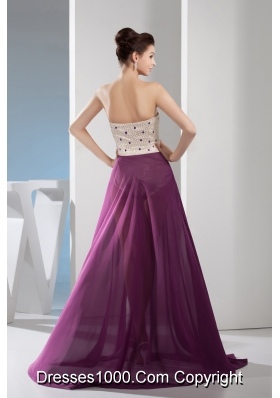 Venetian pearl Column Sweetheart long Prom Dress in Purple