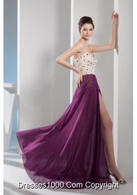 Venetian pearl Column Sweetheart long Prom Dress in Purple