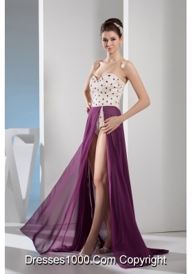 Venetian pearl Column Sweetheart long Prom Dress in Purple