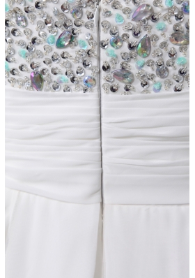 White Beading Sweetheart High-low Prom Dress