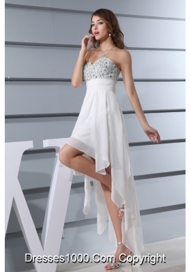White Beading Sweetheart High-low Prom Dress