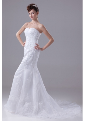 2013 Lace Appliques Mermaid / Trumpet Sweetheart Wedding Dress