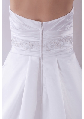 A-Line Court Train Appliques Wedding Dress with Strapless