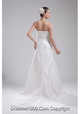 A-line Strapless Ruching Taffeta Wedding Dress